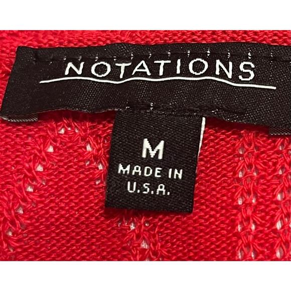 NOTATIONS LONG SLEEVE, OPEN FRONT, ACRYLIC SWEATER, WOMENS, M, RED, NO BUTTONS - Picture 9 of 11